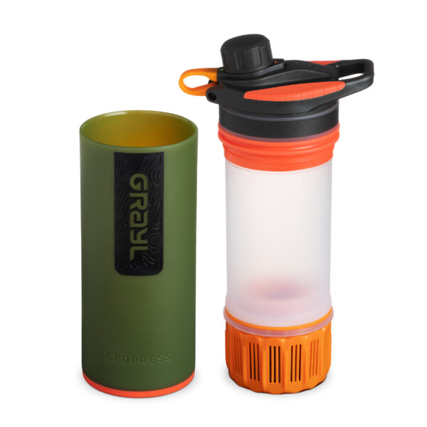 Grayl Geopress Oasis Green Outdoor Wasserfilter auseinander gezogen