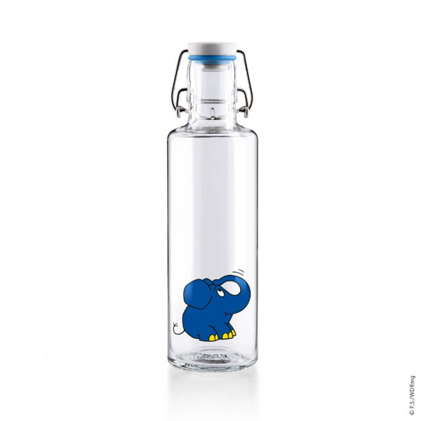 Soulbottle Der Elefant (0,6 Liter) Glasflasche mit Bügelverschluss Frontansicht