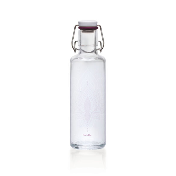 Soulbottle Just breathe (0,6 Liter) Glasflasche mit Bügelverschluss Rückansicht